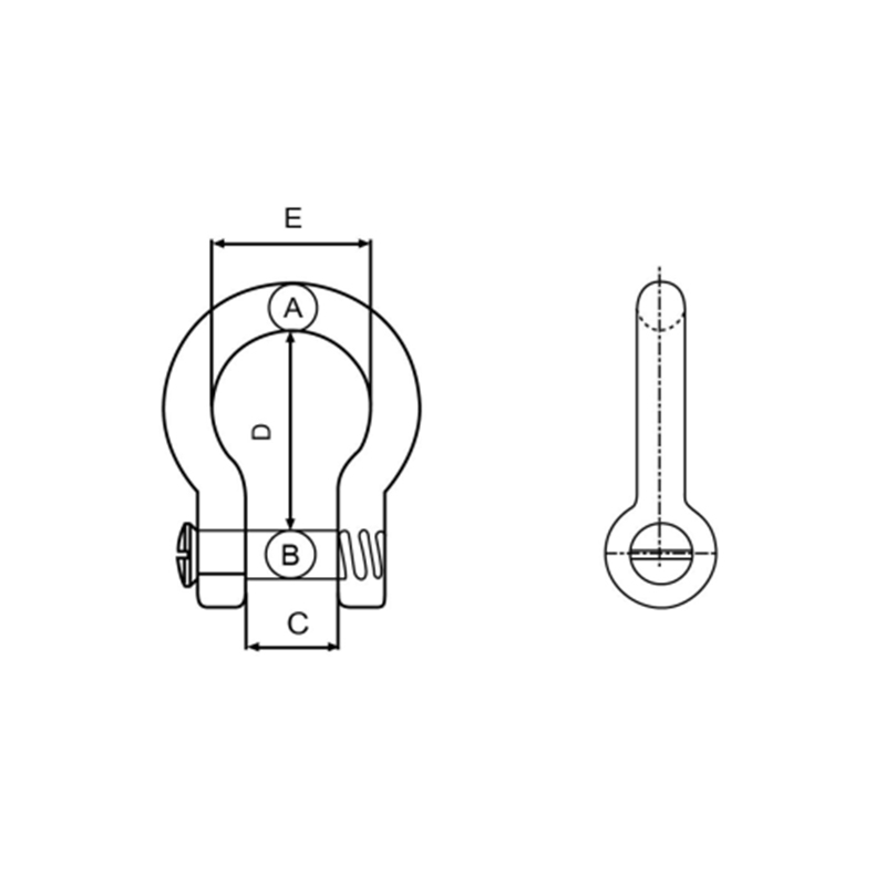 Bow Shackle with Countersunk Pin