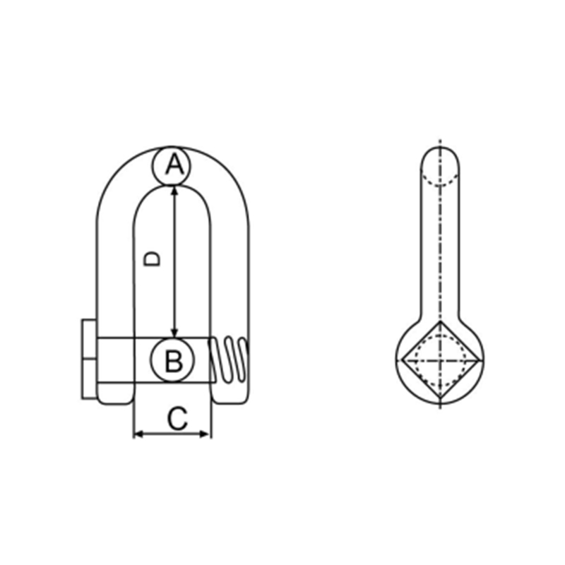 Trawling Dee Shackle with Round Pin